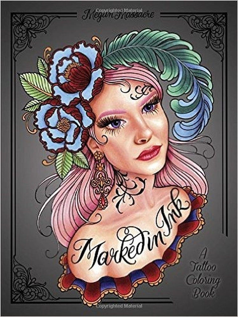 Adult Coloring Book-Tattoo Marked In Ink-Morden Cannabis & Bong Shop Megan Massacre Life Jacket Accessories Adult Coloring Book-Tattoo Marked In Ink