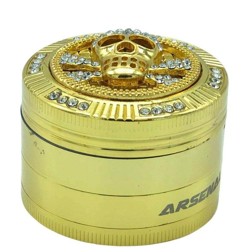 Arsenal Gold Encrusted 52mm 4-Piece Grinder Morden Cannabis and Bongs Arsenal Glass Accessories Arsenal Gold Encrusted 52mm 4-Piece Grinder