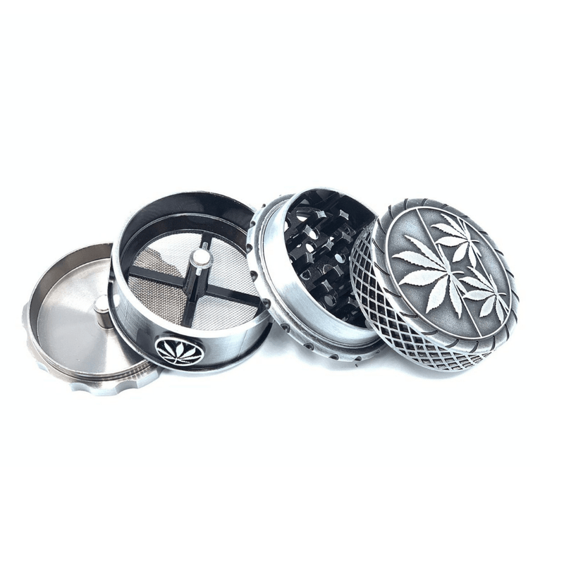 Cannabis Leaf Encrusted Dry Herb Grinder 50mm-4 Piece-Morden Cannabis Arsenal Glass Accessories Cannabis Leaf Encrusted Dry Herb Grinder 50mm-4 Piece