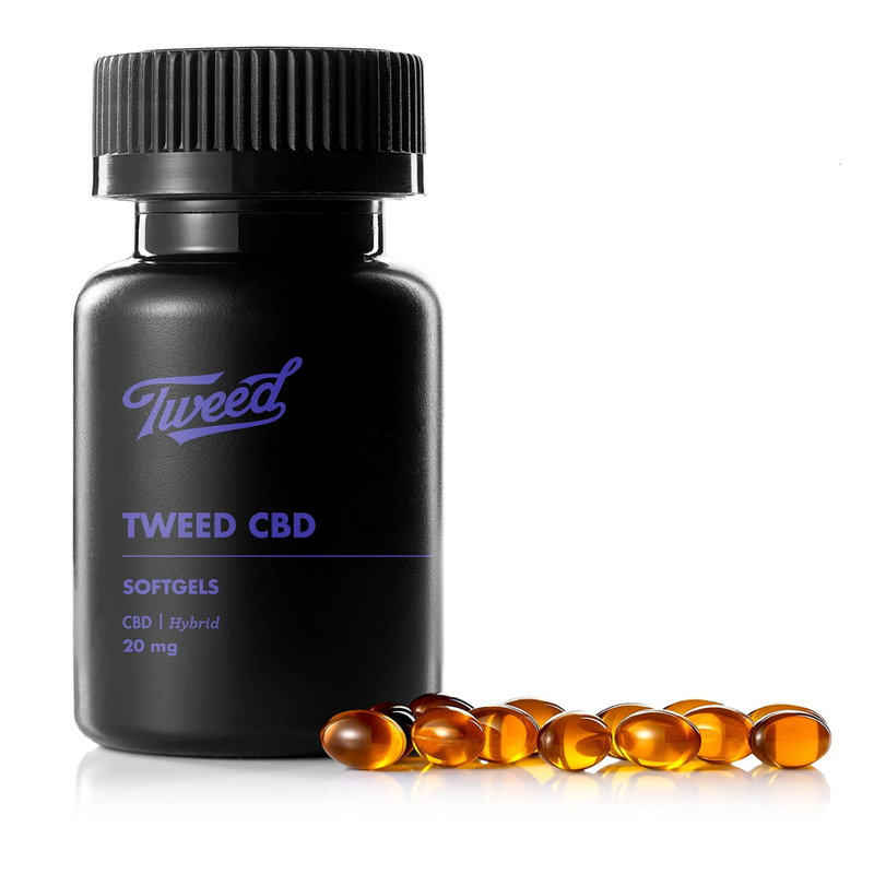 CBD Soft Gels by Tweed-Morden Cannabis and Bong Shop, Manitoba Tweed Soft Gels 1 Container CBD Soft Gels by Tweed