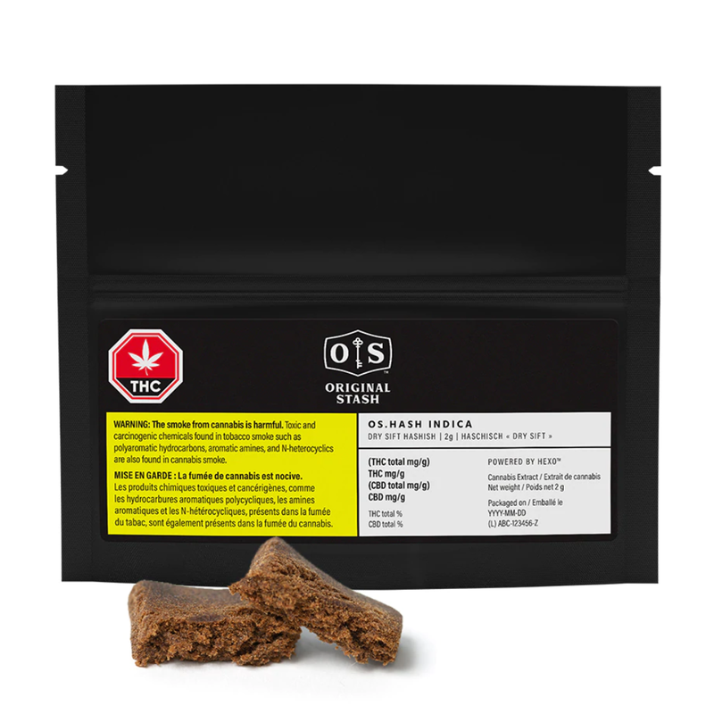 Indica Hash by Original Stash-Morden Cannabis and bong shop, Manitoba Original Stash Hash 2g Indica Hash by Original Stash