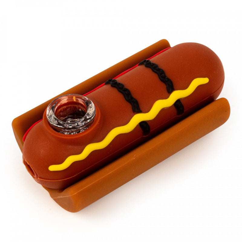 LIT Silicone Hot Dog Pipe w/Glass Bowl 4"-Morden Cannabis Manitoba LIT Silicone Accessories LIT Silicone Hot Dog Hand Pipe w/Glass Bowl 4"