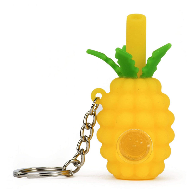 LIT Silicone Pineapple 3" Hand Pipe & Keychain Morden Cannabis  LIT Silicone Accessories Yellow LIT Silicone Pineapple 3" Hand Pipe & Keychain