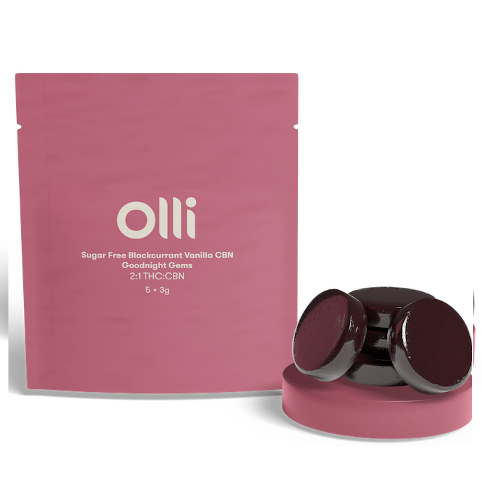Olli Brands Edibles 5ea x 2mg THC Olli Sugar Free Blackcurrant Vanilla CBN Goodnight Gems-Morden Cannabis