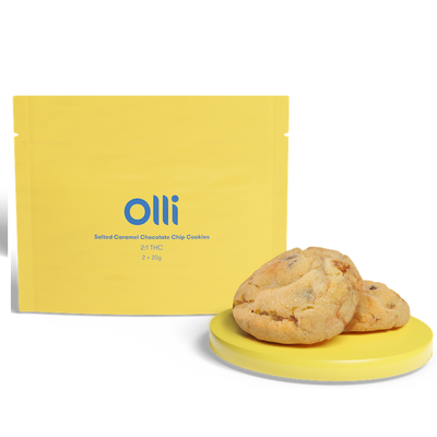 Olli Salted Caramel Chocolate Chip Cookies THC Infused-Morden Cannabis Olli Edibles 2/pkg Olli Salted Caramel Chocolate Chip Cookies