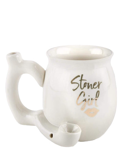Roast and Toast Ceramic Mug Pipe-Stoner Girl Morden Cannabis and Bong Roast & Toast Accessories White Roast and Toast Ceramic Mug Pipe-Stoner Girl