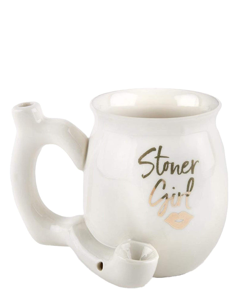 Roast and Toast Ceramic Mug Pipe-Stoner Girl Morden Cannabis and Bong Roast & Toast Accessories White Roast and Toast Ceramic Mug Pipe-Stoner Girl