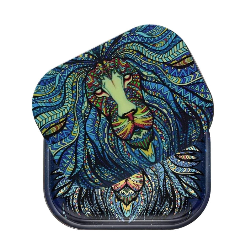 Roll N Go Metal Tray w/ Lid-Tribal Lion-Morden Cannabis & Bong Shop Roll N Go Accessories Small Roll N Go Metal Tray w/Magnetic Lid-Tribal Lion