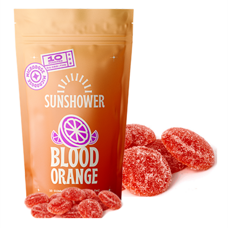 Sunshower Edibles 10 x 1MG Sunshower Blood Orange 1:5 THC CBD Soft Chew Gummies-Dynaleo Inc