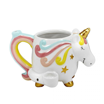 Unicorn Ceramic Mug Pipe Morden Cannabis and Bong Shop Manitoba Retro Accessories Unicorn Ceramic Mug Pipe