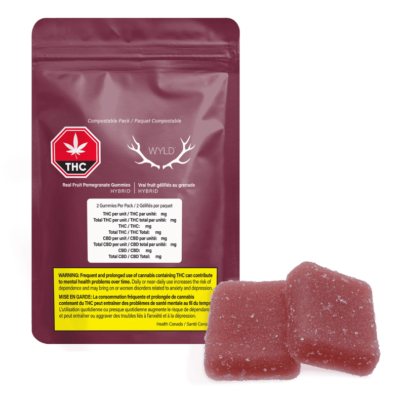 WYLD Edibles 2x4g WYLD Pomegranate 1:1 CBD + Hybrid Enhanced Gummies-2/pkg-Morden Cannabis